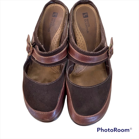 Women’s Leather Suede Wedge Heel Mules Clogs - Picture 4 of 8